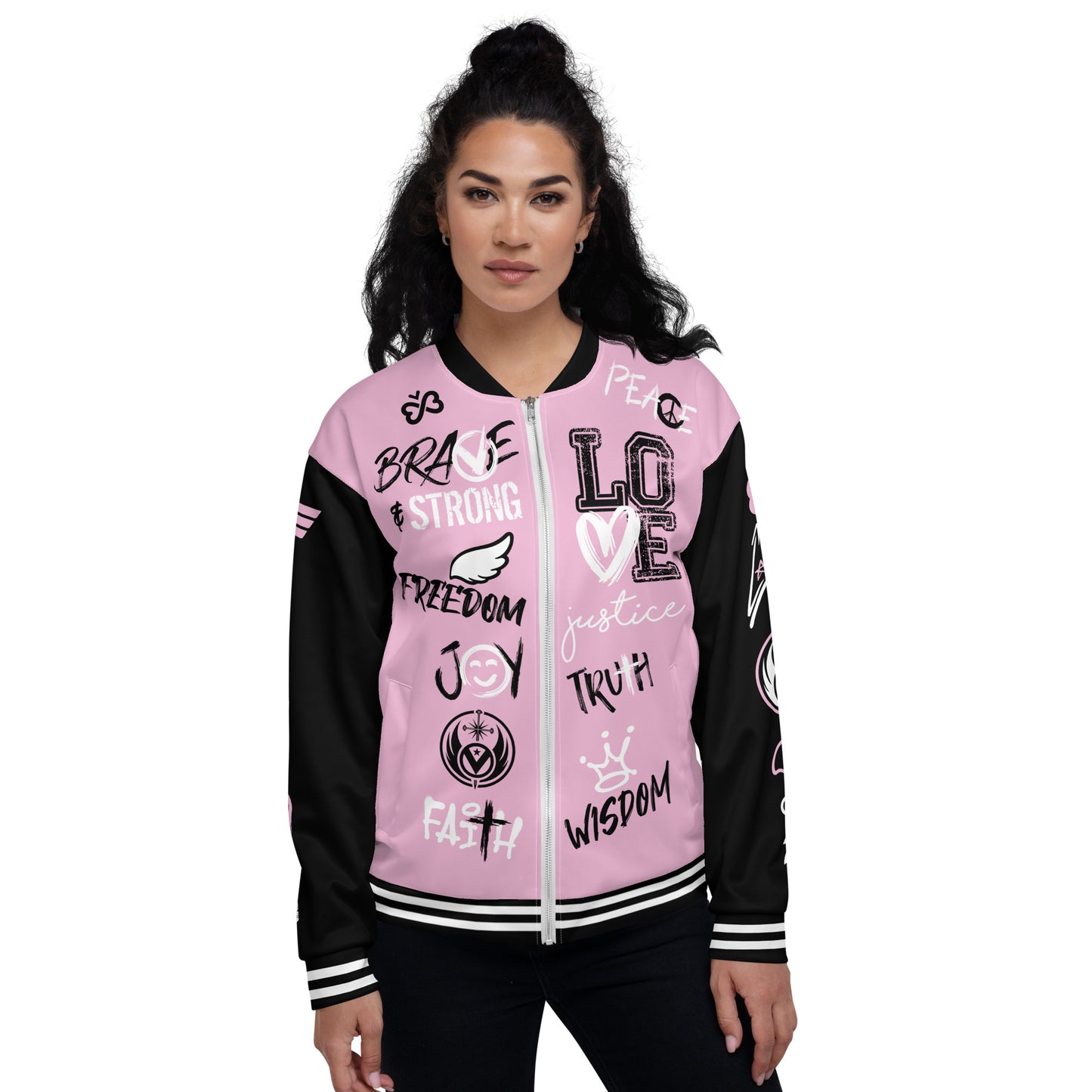 V-Varsity Bomber Jacket Pink