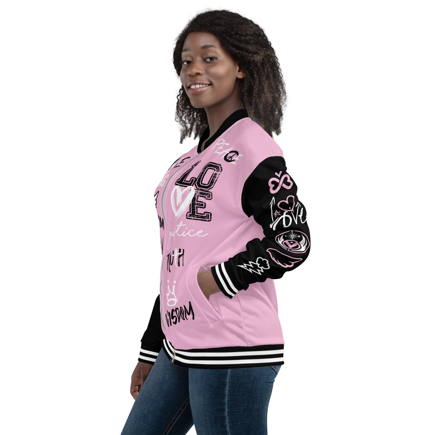 V-Varsity Bomber Jacket Pink