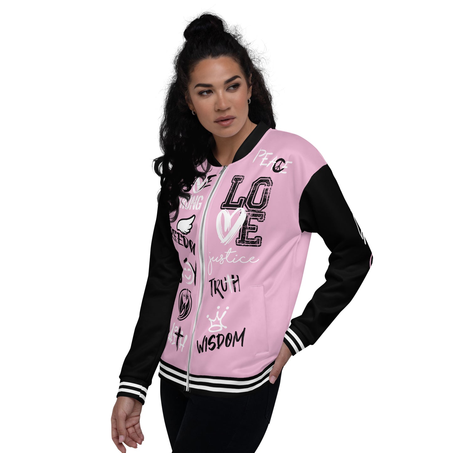 V-Varsity Bomber Jacket Pink