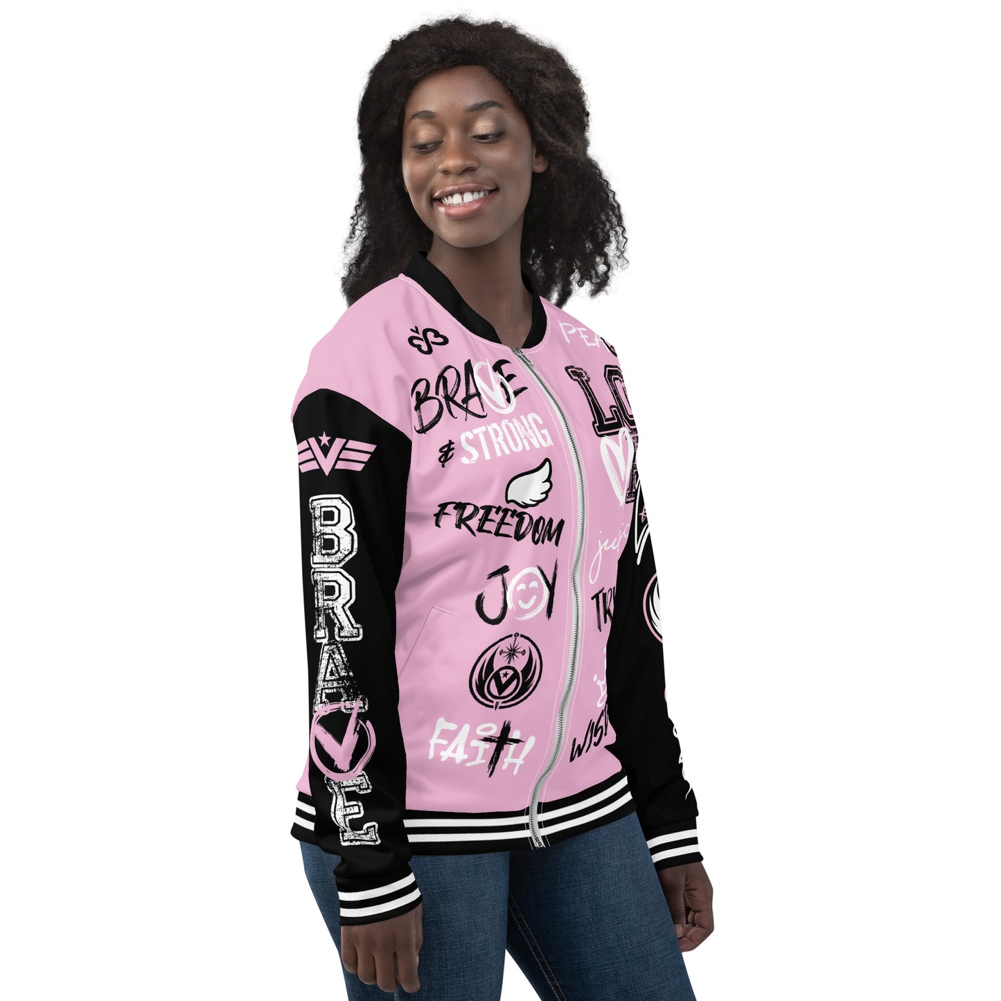 V-Varsity Bomber Jacket Pink