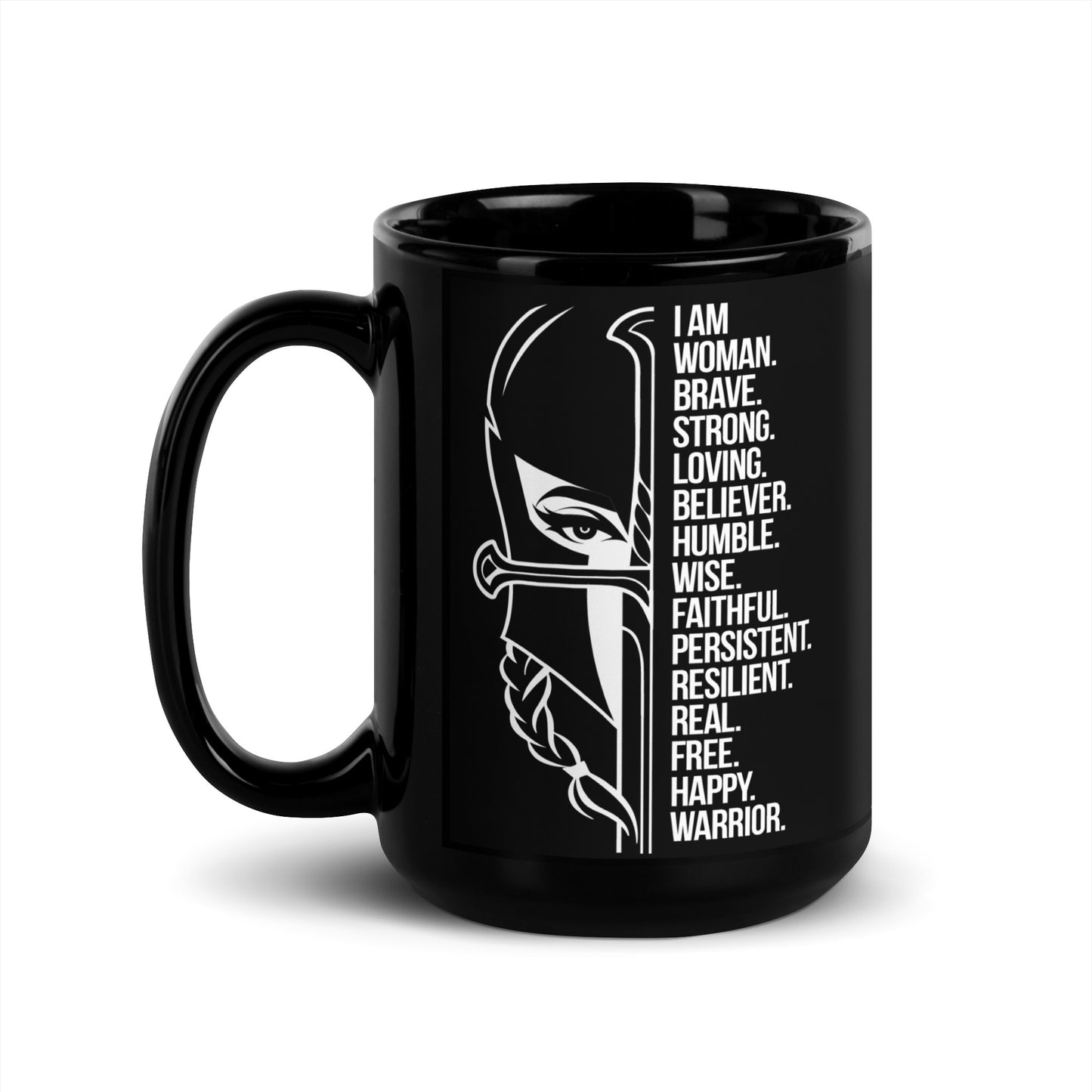 Brave Woman's Black Glossy Mug 15oz (EN)