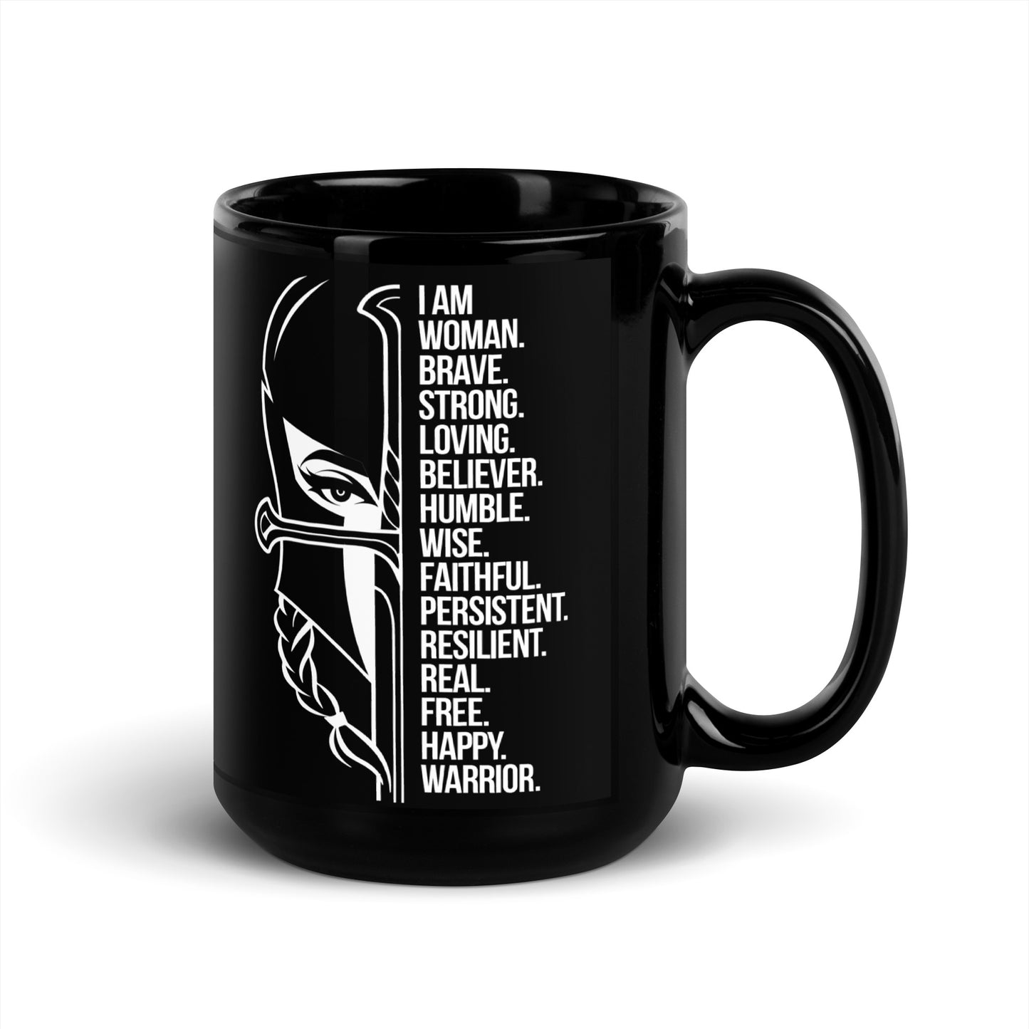 Brave Woman's Black Glossy Mug 15oz (EN)