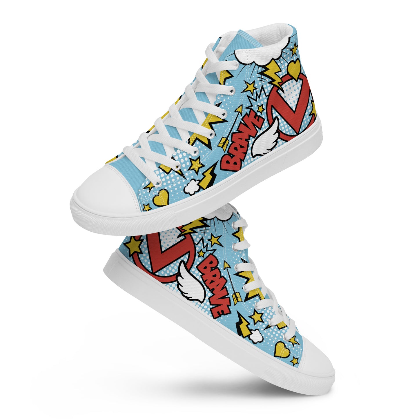 "Brave & Strong" Sky Blue Men's High Top Shoes