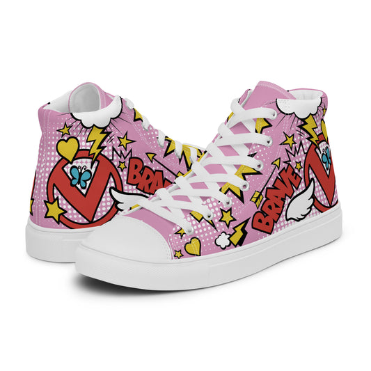 "Brave & Strong" Bubblegum Pink High Top Shoes