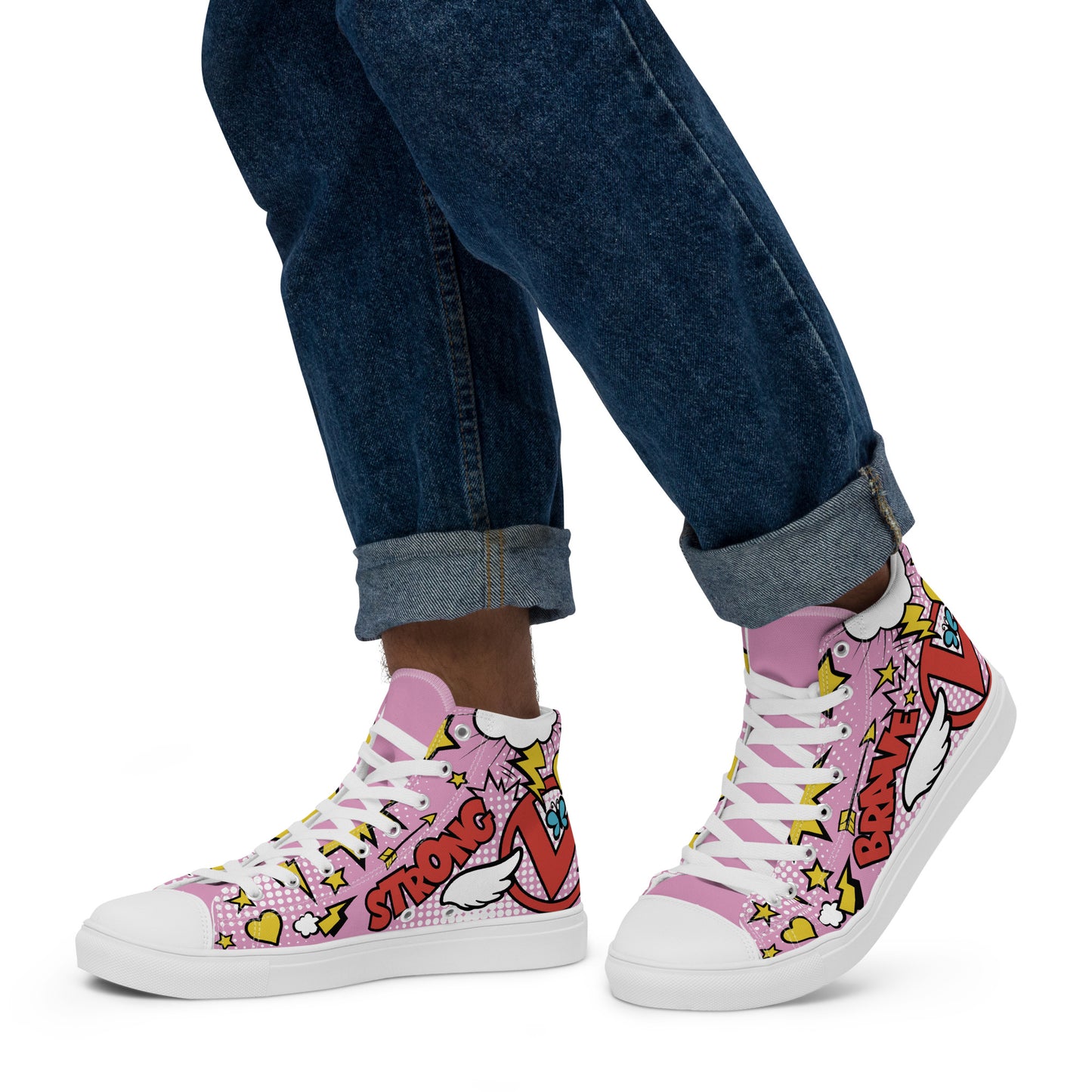 "Brave & Strong" Bubblegum Pink High Top Shoes