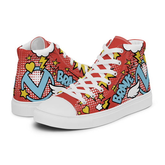 "Brave & Strong" Hero Red Men's High Top Shoes