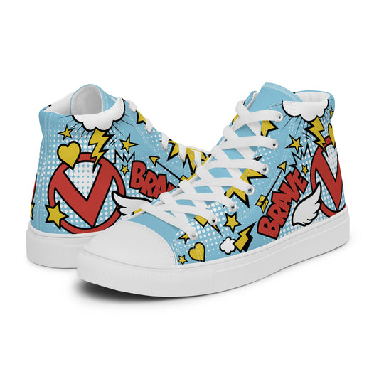 "Brave & Strong" Sky Blue Men's High Top Shoes