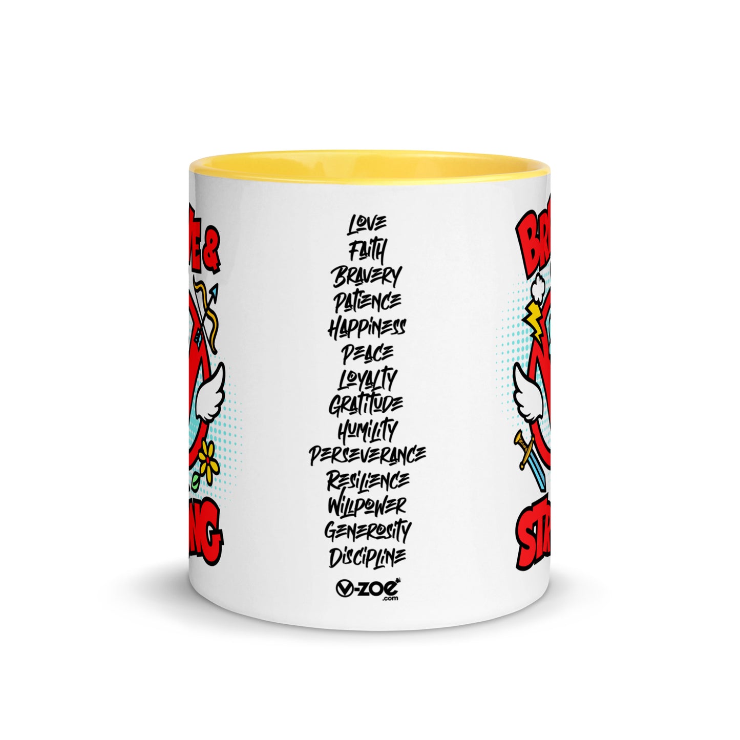 Brave & Strong Mug with Color Inside 11oz