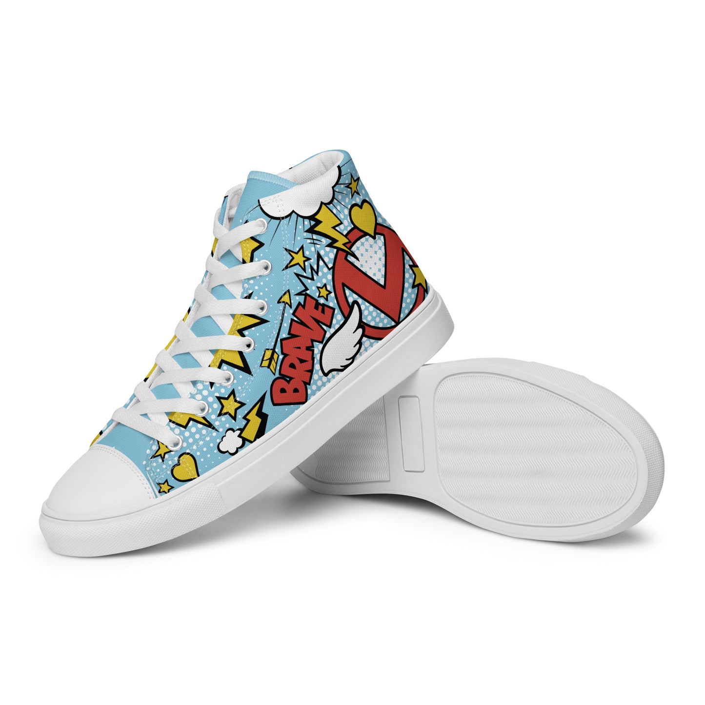 "Brave & Strong" Sky Blue Women's High Top Shoes