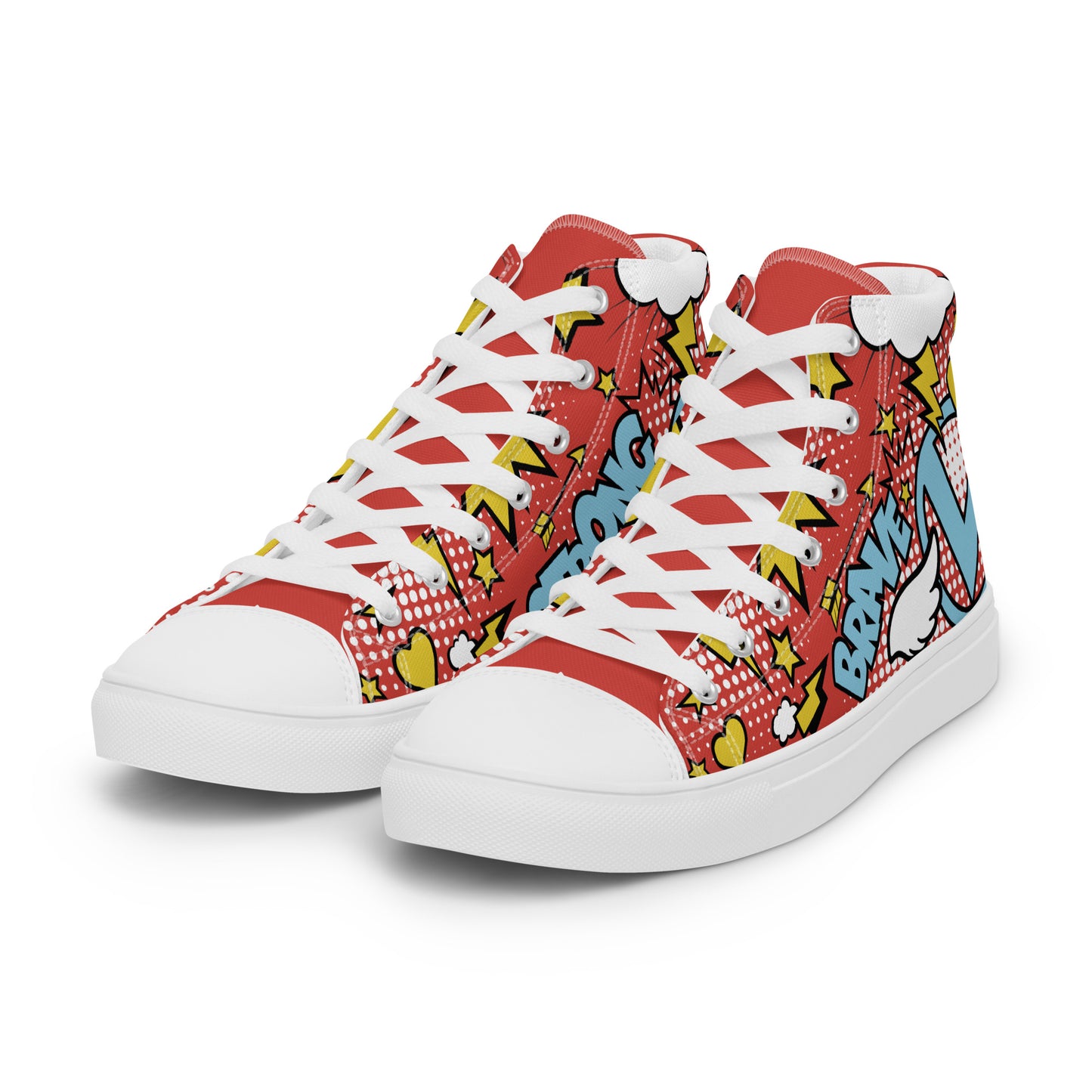 "Brave & Strong" Hero Red Women's High Top Shoes