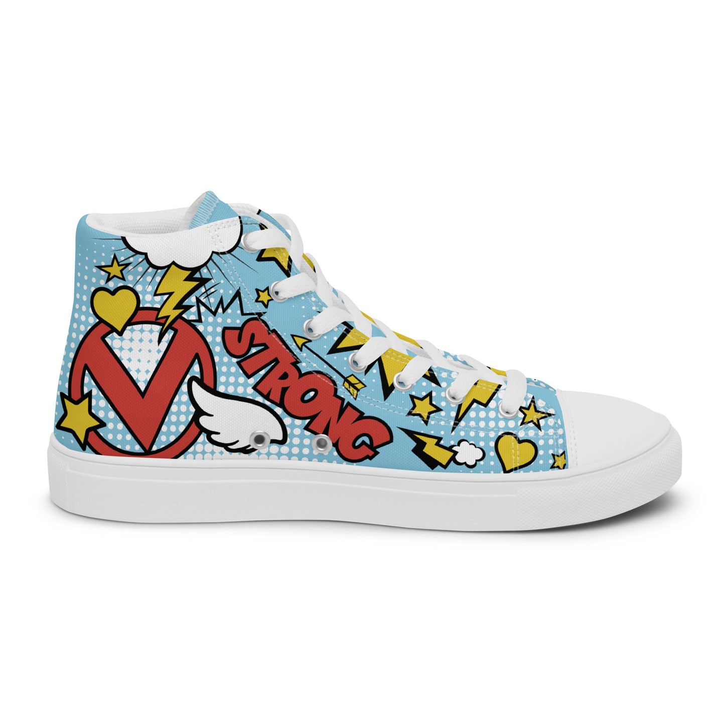 "Brave & Strong" Sky Blue Women's High Top Shoes