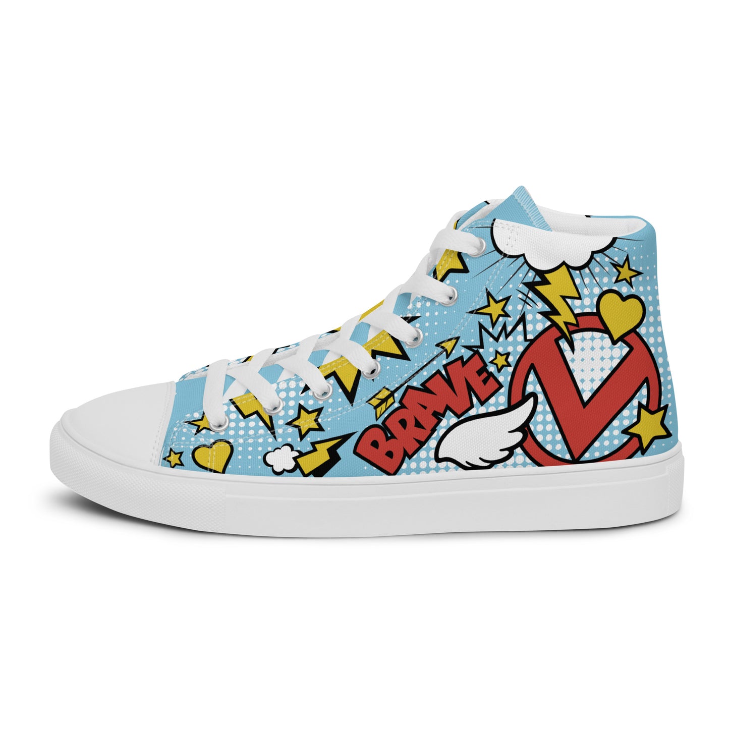 "Brave & Strong" Sky Blue Women's High Top Shoes